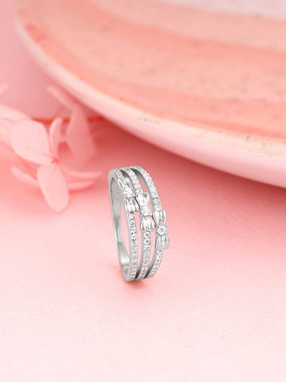 Silver Layered Bow Ring