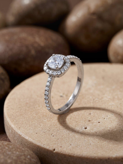 Silver Sparkly Solitaire Ring