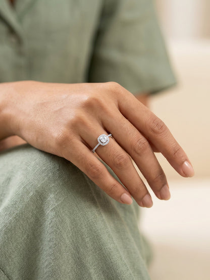 Silver Sparkly Solitaire Ring
