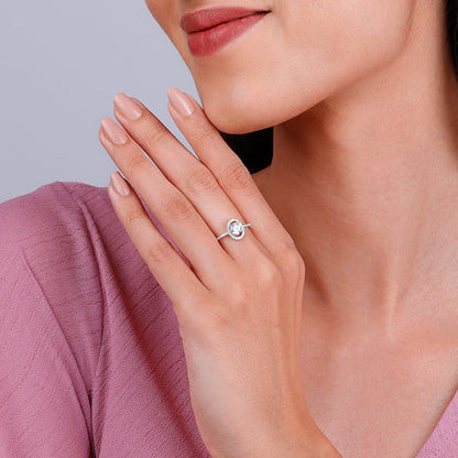 Silver Elliptical Ring