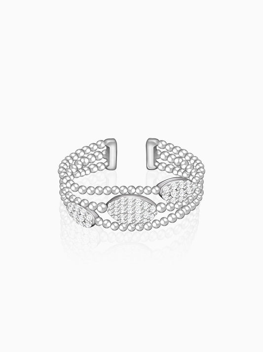 Silver Layered Bead Ring