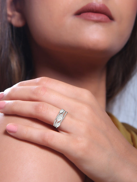 Silver Layered Bead Ring