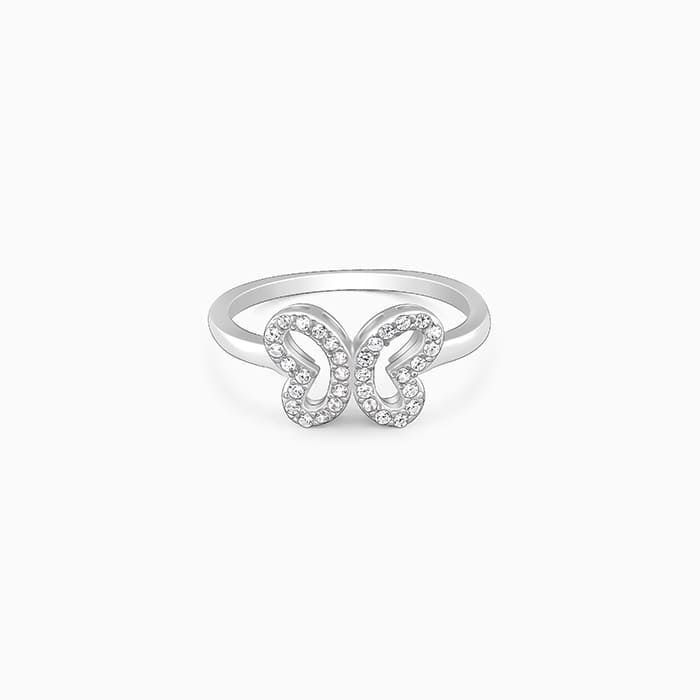 Silver Dashing Butterfly Ring