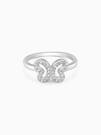 Silver Dashing Butterfly Ring