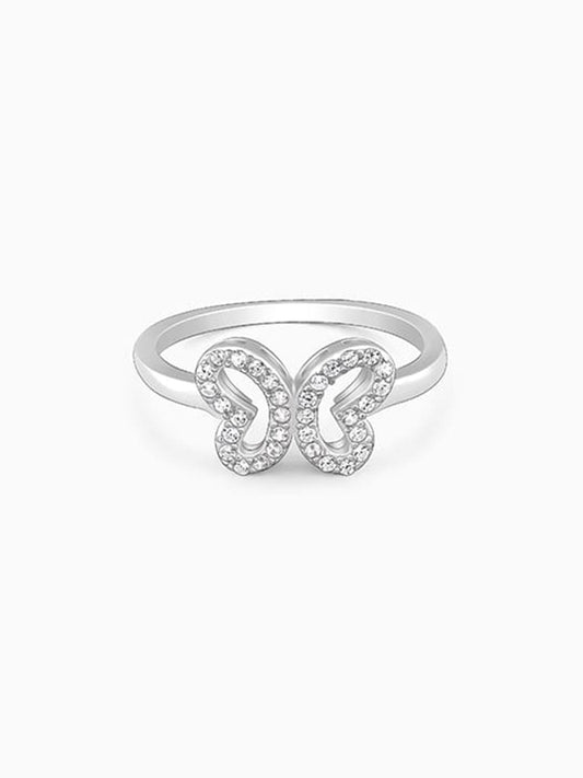 Silver Dashing Butterfly Ring