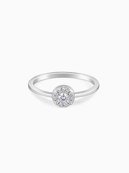 Silver Zircon Nebula Ring