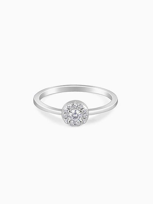 Silver Zircon Nebula Ring
