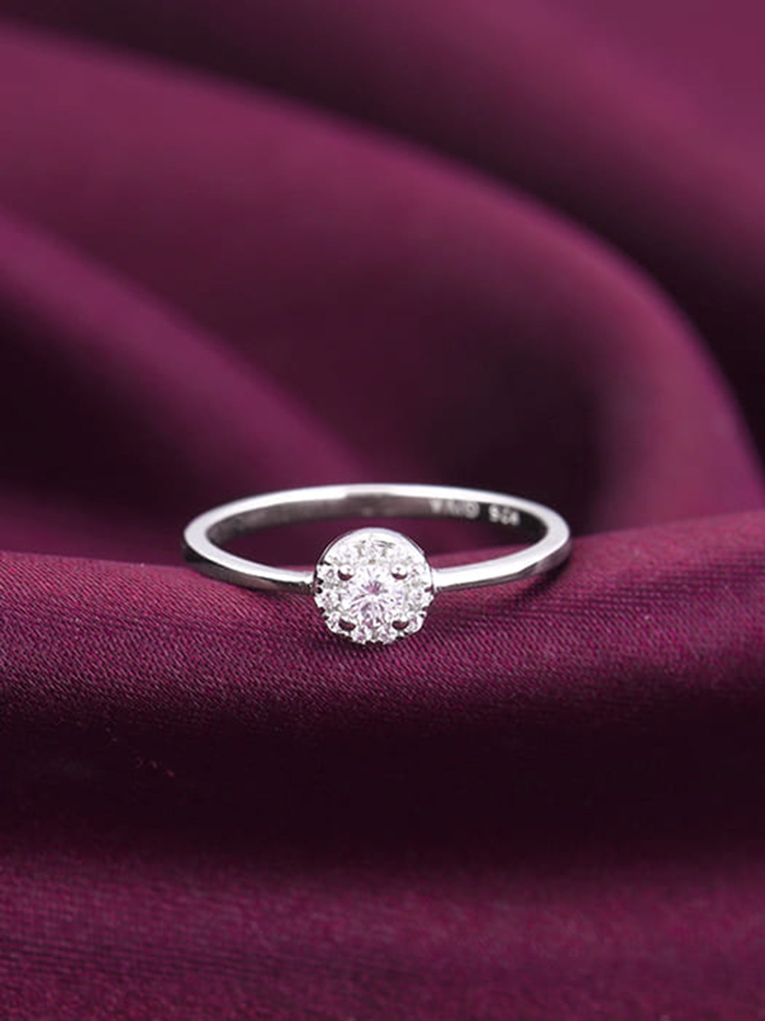 Silver Zircon Nebula Ring