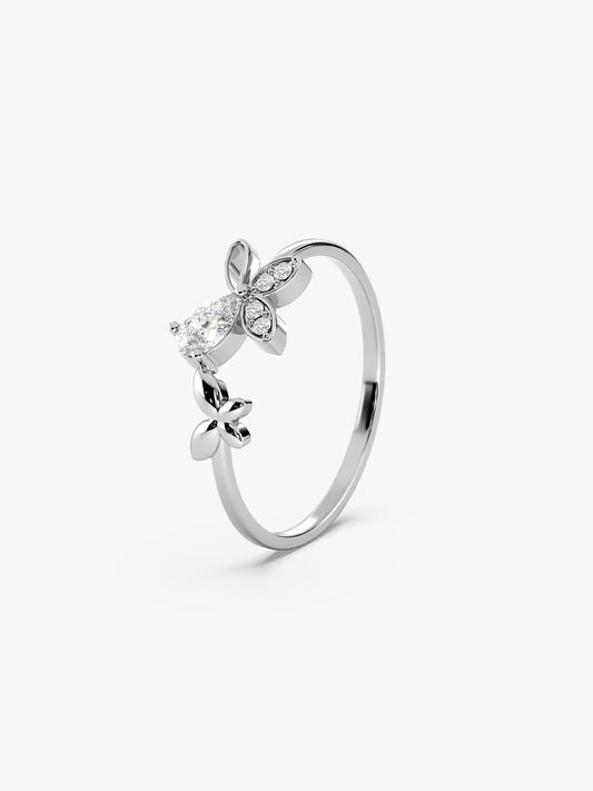 Silver Dazzling Butterfly Ring