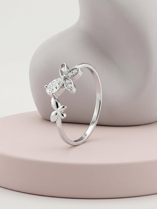 Silver Dazzling Butterfly Ring