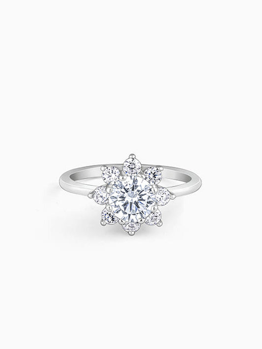 Silver Zircon Twilight Bloom Ring