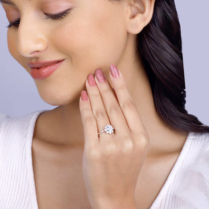 Silver Zircon Twilight Bloom Ring