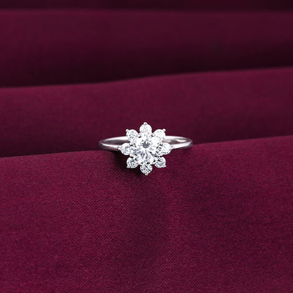 Silver Zircon Twilight Bloom Ring