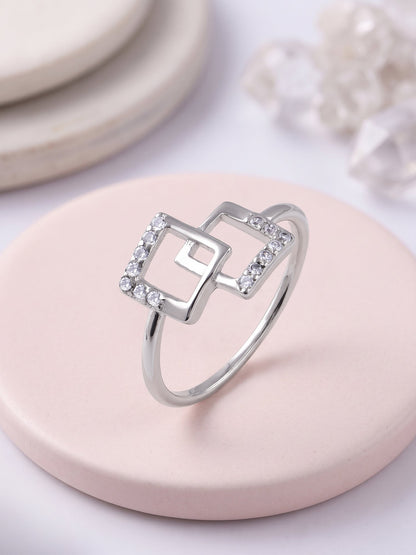 Kriti Sanon Silver Square Duo Ring