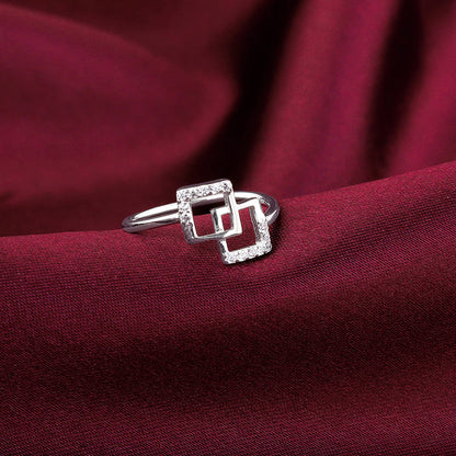 Silver Square Duo Ring