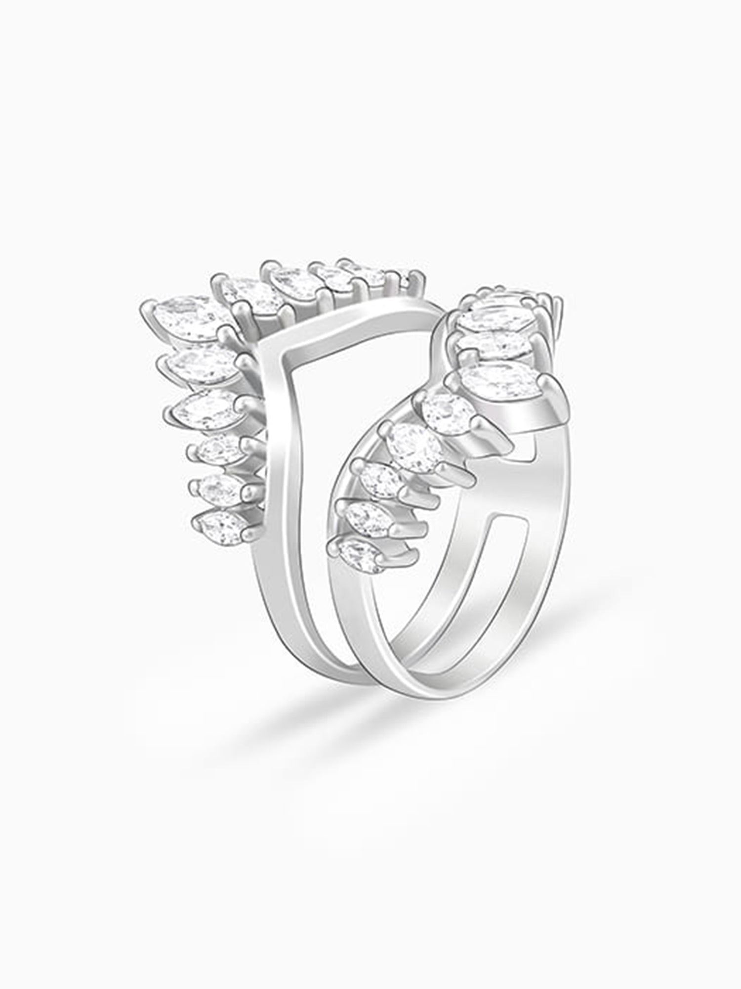 Silver Layered Zirconia Statement Ring