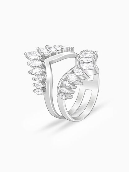 Silver Layered Zirconia Statement Ring