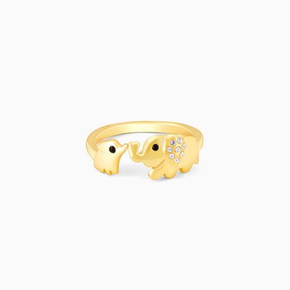 Golden Elephant Charm Ring