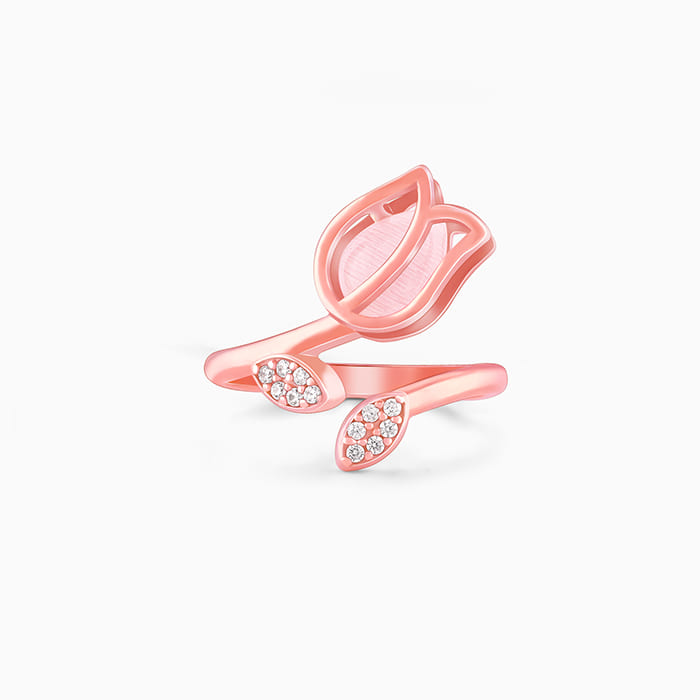 Rose Gold Pink Quartz Flower Ring