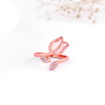 Rose Gold Pink Quartz Flower Ring