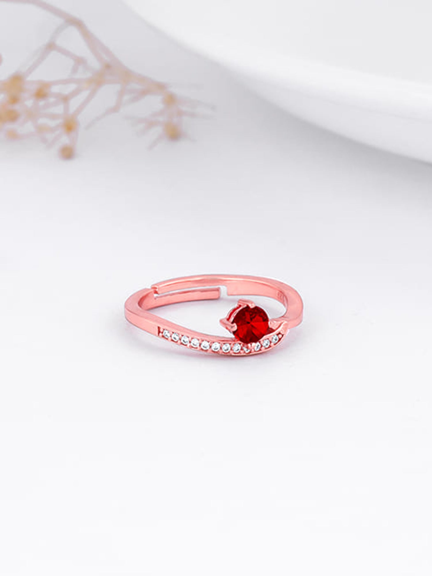 Rose Gold Embrace Of Red Ring