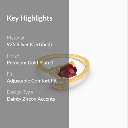 Golden Wine Twirling Petal Ring