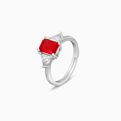 Silver Red Baguette Ring