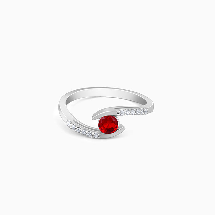 Silver Red Zircon Grace Ring