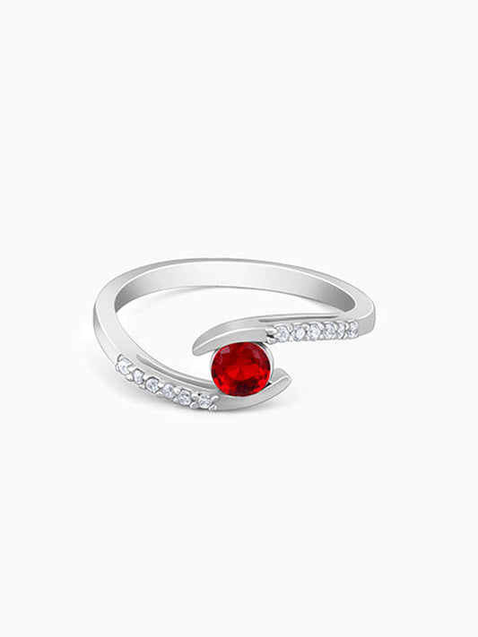Silver Red Zircon Grace Ring