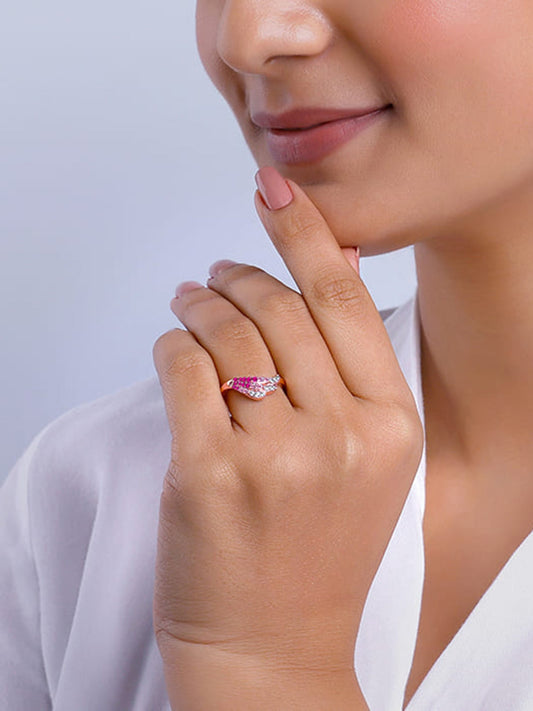 Rose Gold Feathered Love Ring