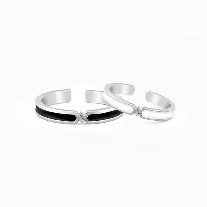 Silver B&W Couple Bands