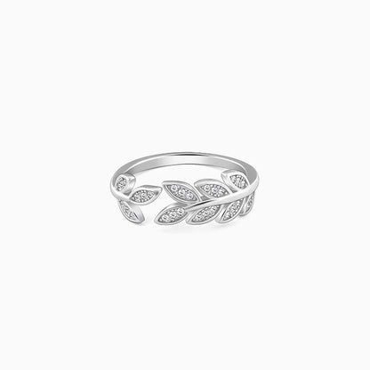 Anushka Sharma Silver Zircon Leaf Ring