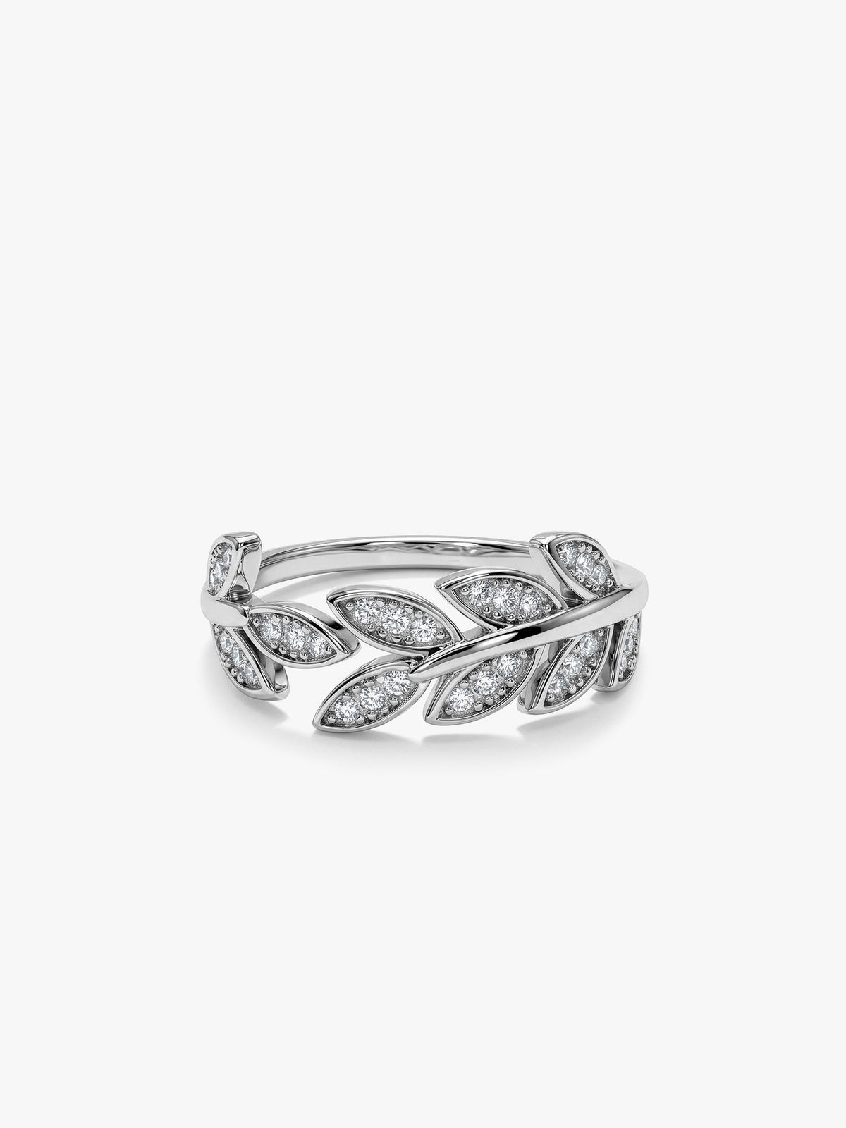Silver Zircon Leaf Ring