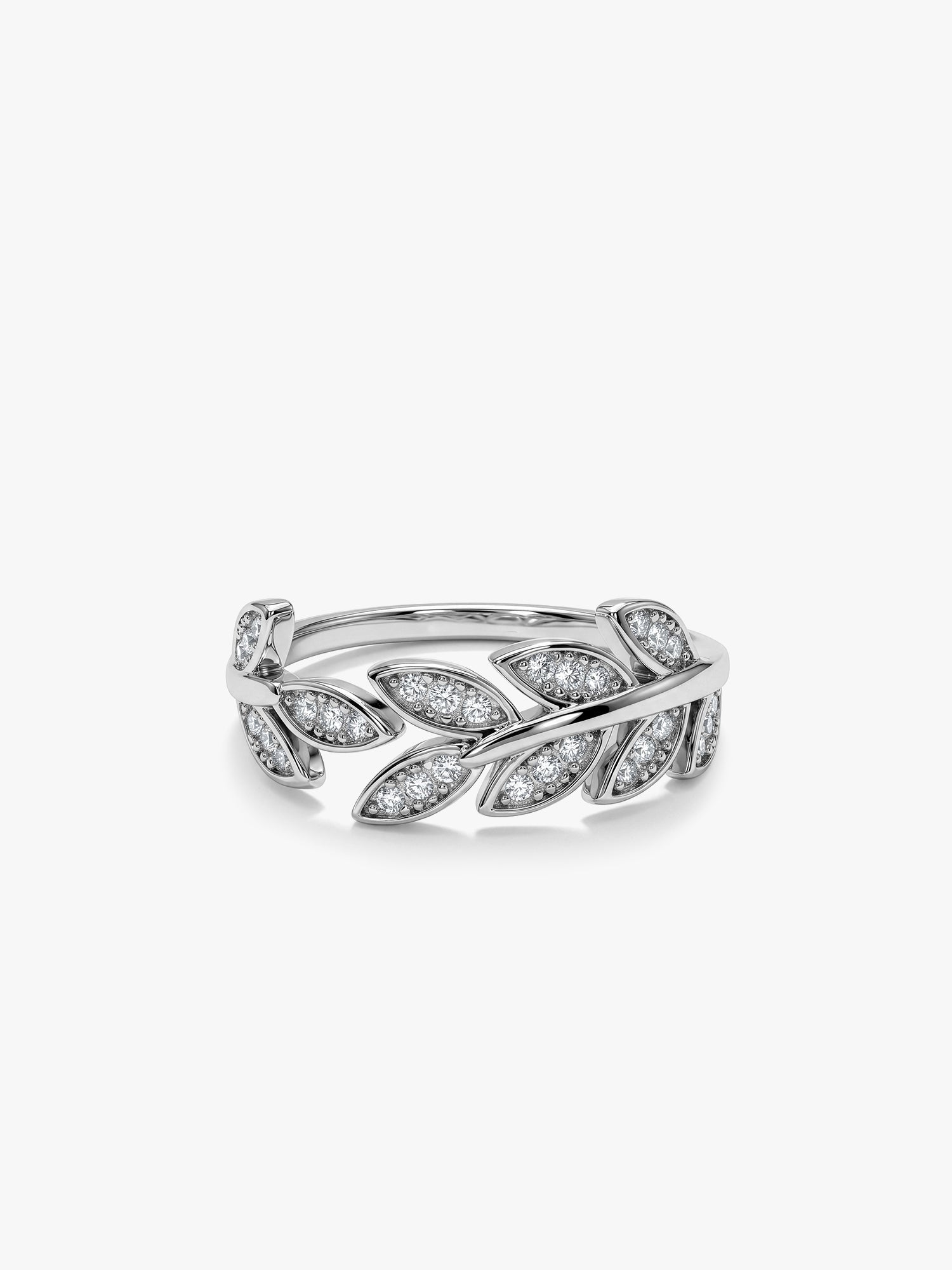 Silver Zircon Leaf Ring