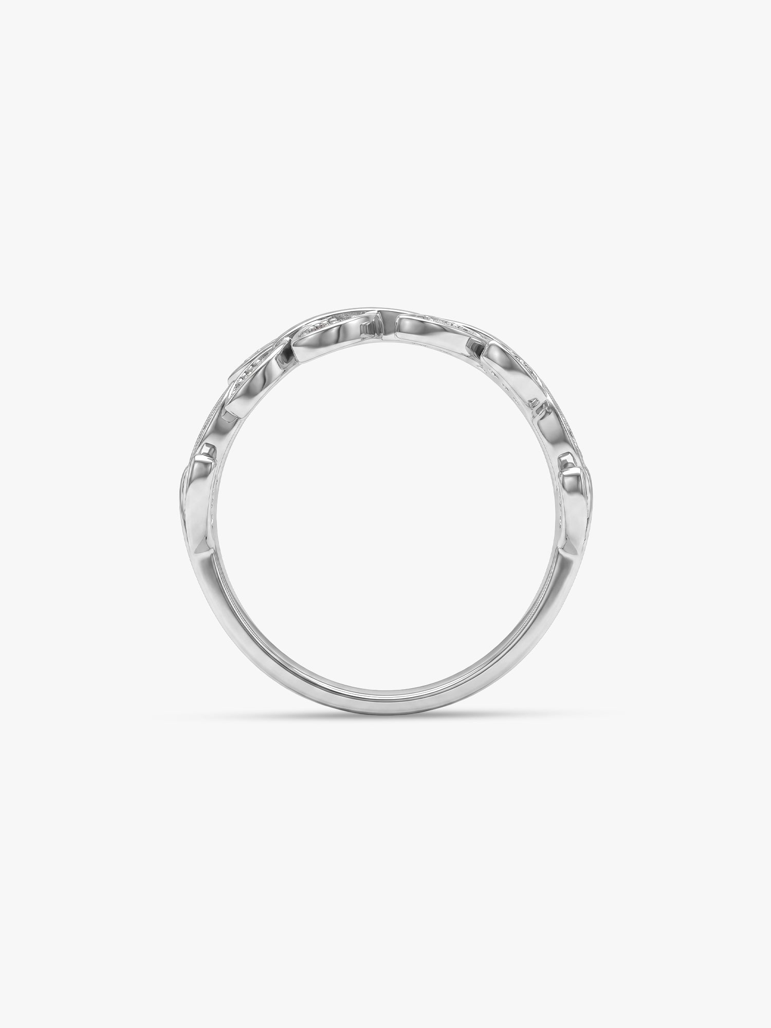 Silver Zircon Leaf Ring