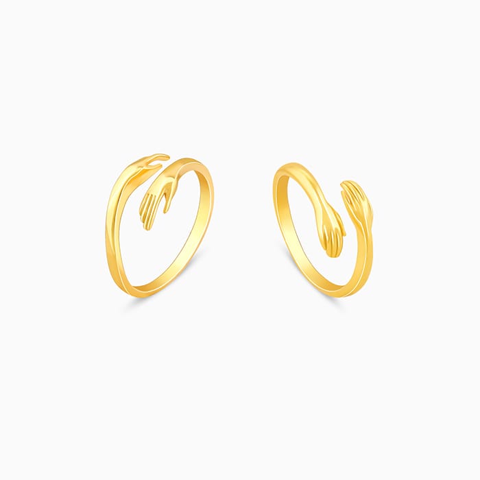 Golden Hug Me Beautiful Couple Rings