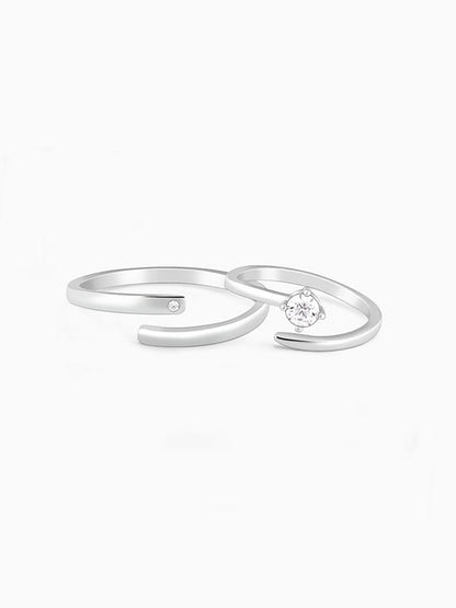 Silver Better TWOgether Couple Rings