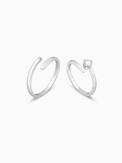 Silver Better TWOgether Couple Rings