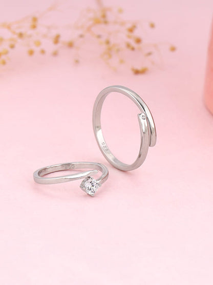 Silver Better TWOgether Couple Rings