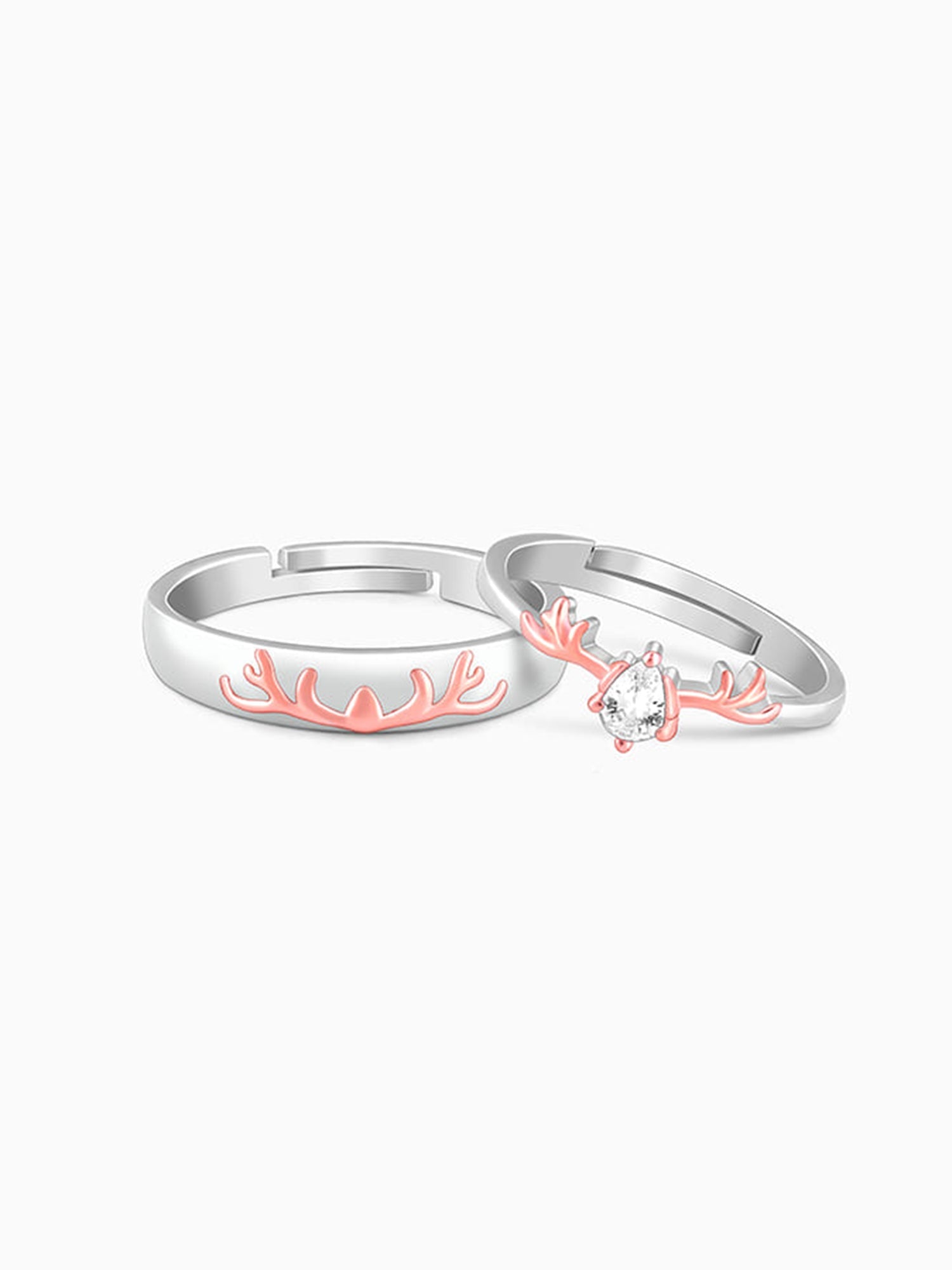 Dual Tone Gold Deer Couple Rings