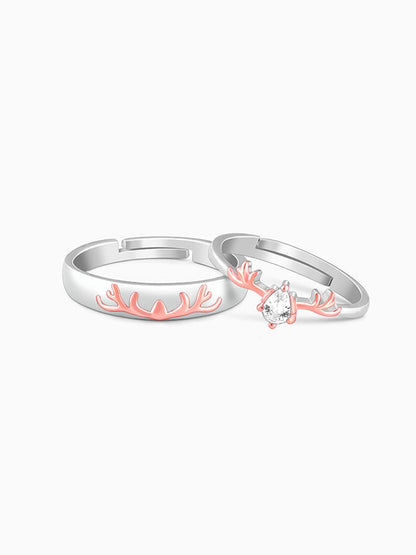 Dual Tone Gold Deer Couple Rings