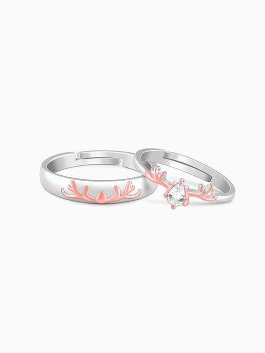 Dual Tone Gold Deer Couple Rings