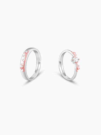 Dual Tone Gold Deer Couple Rings