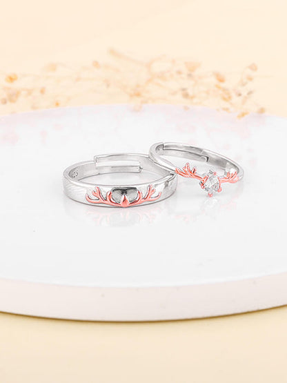 Dual Tone Gold Deer Couple Rings
