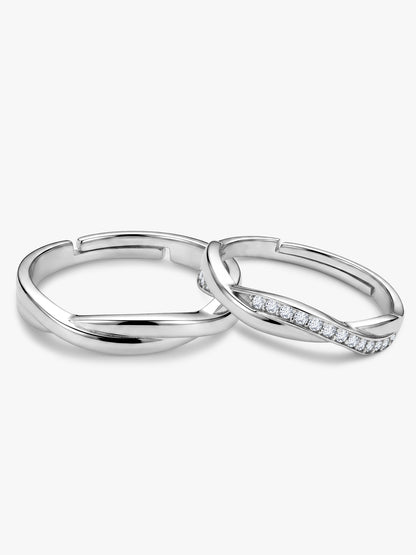 Silver Zirconia Twist Couple Bands