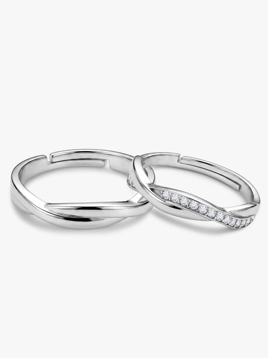 Silver Zirconia Twist Couple Bands