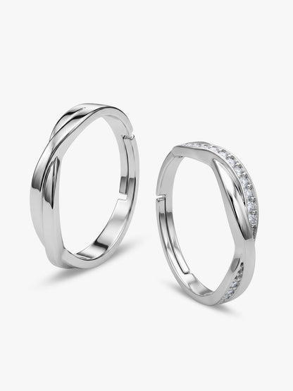 Silver Zirconia Twist Couple Bands
