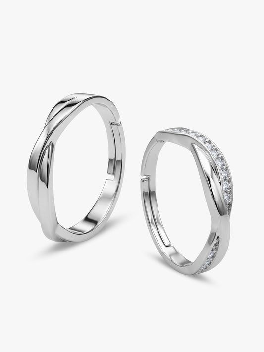 Silver Zirconia Twist Couple Bands