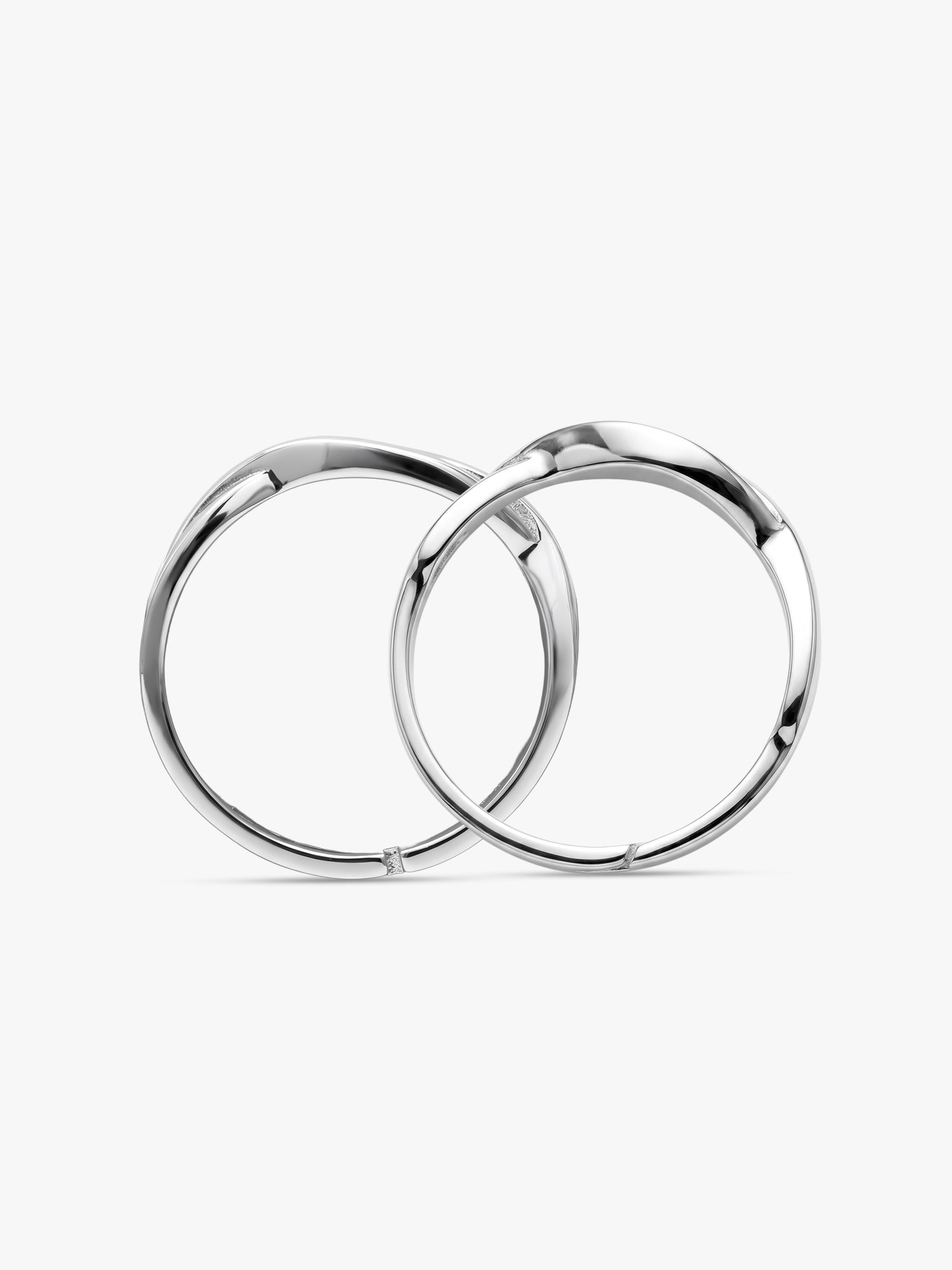 Silver Zirconia Twist Couple Bands