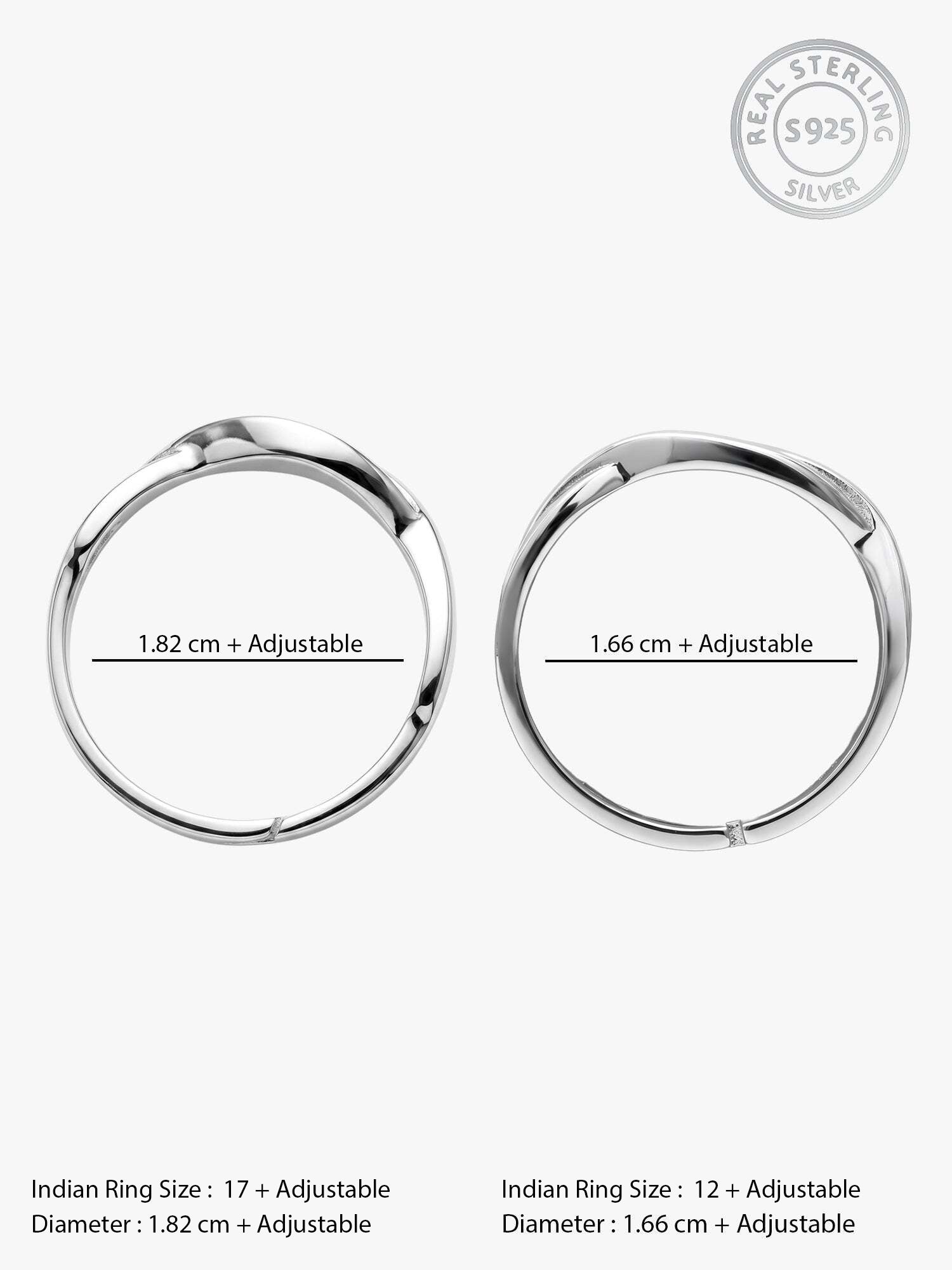 Silver Zirconia Twist Couple Bands